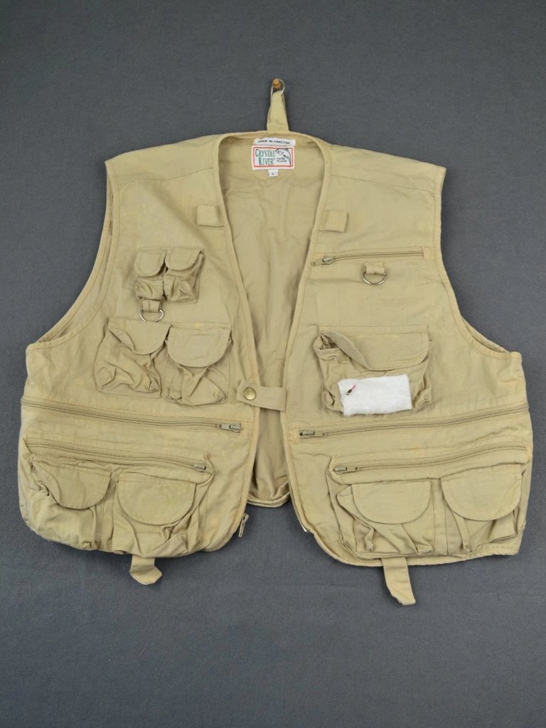 Vintage 90s Crystal River Unisex Tan Utility Fly Fishing Vest Gorpcore Outdoor L